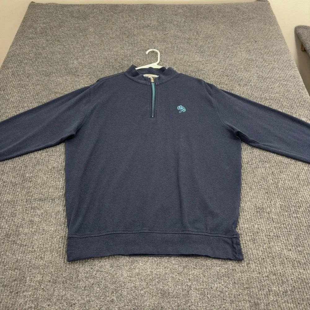 Peter Millar Pullover Mens L Navy Blue Cotton Quarter Zip Golf Classic